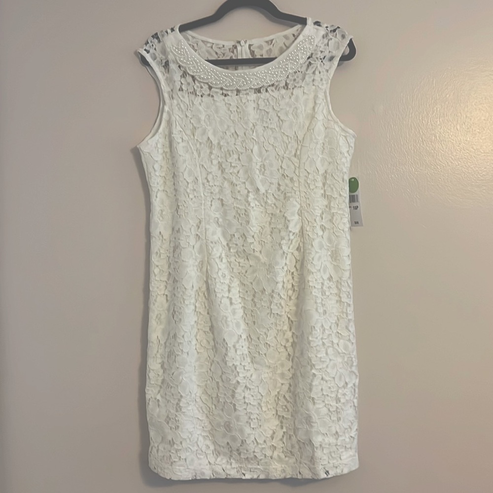 White/White Pearl petite dress